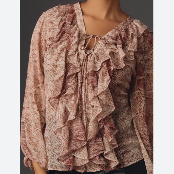 Brand New By Anthropologie Long-Sleeve Ruffled Blouse - Picture 7 of 7